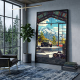 Porsche 911 Alpine Garage Modern Wall Art – Retro Mountain Car Print