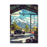 Porsche 911 Alpine Garage Modern Wall Art – Retro Mountain Car Print
