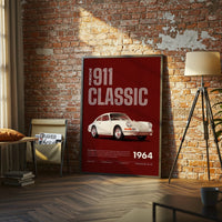 Porsche 911 Traditional 1964 Retro Wall Poster – Retro Car Home Wall Print