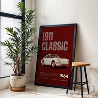 Porsche 911 Traditional 1964 Retro Wall Poster – Retro Car Home Wall Print