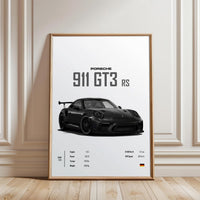Porsche 911 GT3 RS Décor Poster – Simple Sports Car Wall Décor