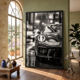 Porsche 911 Modern Wall Art – Black and White Rainy City Street