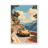 Porsche 911 Retro Wall Art – Orange Mountain Road Drive