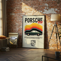 Porsche 911 Nostalgic Décor Poster – Iconic Car Illustration Home Wall Décor