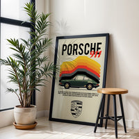 Porsche 911 Nostalgic Décor Poster – Iconic Car Illustration Home Wall Décor