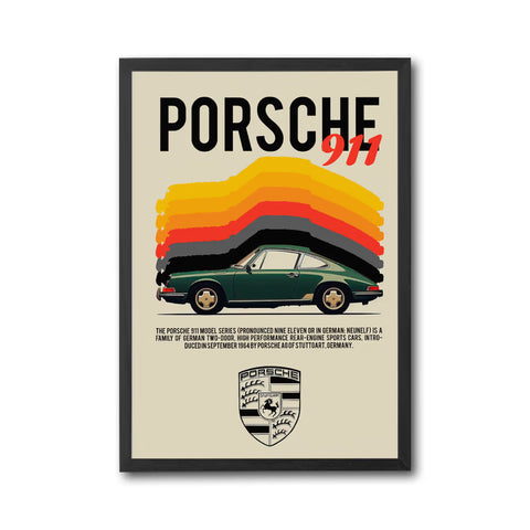 Porsche 911 Nostalgic Décor Poster – Iconic Car Illustration Home Wall Décor