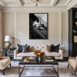 Porsche 911 Vintage Wall Art – Black-and-White Mountain Drive