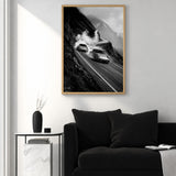 Porsche 911 Vintage Wall Art – Black-and-White Mountain Drive