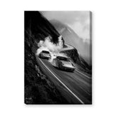 Porsche 911 Vintage Wall Art – Black-and-White Mountain Drive
