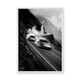 Porsche 911 Vintage Wall Art – Black-and-White Mountain Drive