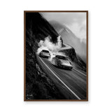Porsche 911 Vintage Wall Art – Black-and-White Mountain Drive