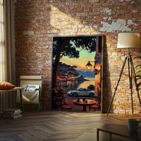 Porsche Coastal Evening Aesthetic Wall Décor Wall Poster Print