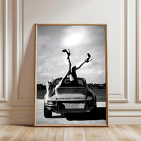 Porsche Editorial Wall Décor Poster – Stylish Woman on Porsche Car Photography Print