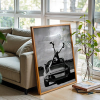 Porsche Editorial Wall Décor Poster – Stylish Woman on Porsche Car Photography Print