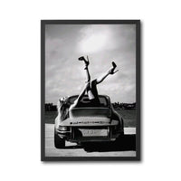 Porsche Editorial Wall Décor Poster – Stylish Woman on Porsche Car Photography Print
