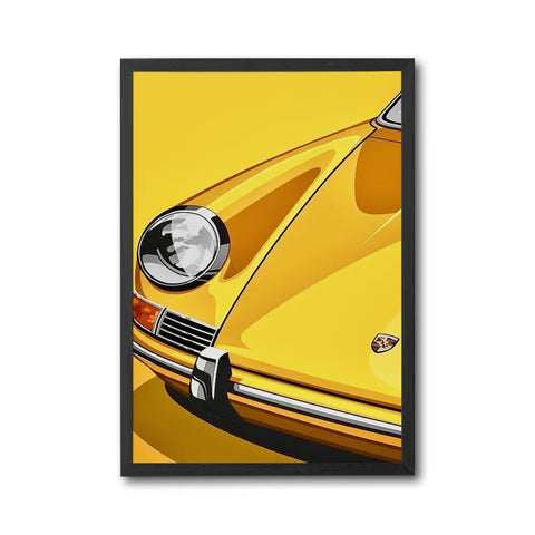 Porsche Pop Art Print – Yellow Heritage Porsche Wall Décor for Car Lovers