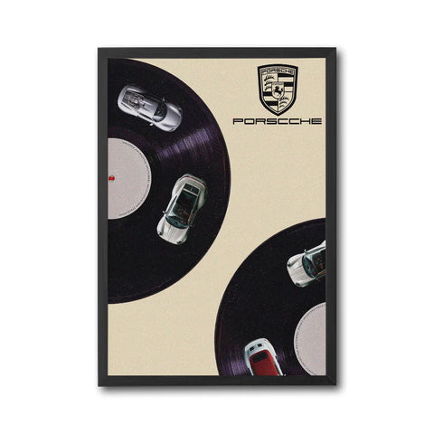 Porsche Vinyl Record Aesthetic Wall Décor Print