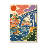 Porto Dom Luís Bridge Modern Wall Art – Colorful River Cityscape Print