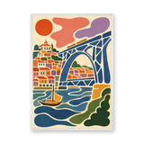 Porto Dom Luís Bridge Modern Wall Art – Colorful River Cityscape Print