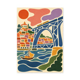 Porto Dom Luís Bridge Modern Wall Art – Colorful River Cityscape Print