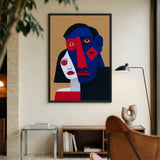 Portrait Abstract Cubist Wall Art – Bold Overlapping Couple Faces