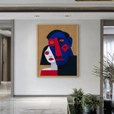 Portrait Abstract Cubist Wall Art – Bold Overlapping Couple Faces