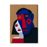 Portrait Abstract Cubist Wall Art – Bold Overlapping Couple Faces