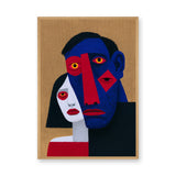 Portrait Abstract Cubist Wall Art – Bold Overlapping Couple Faces