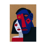 Portrait Abstract Cubist Wall Art – Bold Overlapping Couple Faces