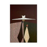 Portrait Abstract Modern Wall Art – Wide Hat Figures on Geometric Background