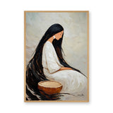 Portrait Boho Wall Art – Seated Woman With Long Black Hair