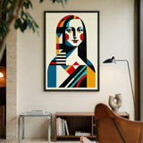 Portrait Geometric Wall Art – Colorful Abstract Mona Lisa Inspired Print