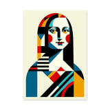 Portrait Geometric Wall Art – Colorful Abstract Mona Lisa Inspired Print