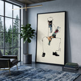 Portrait Line Art Wall Art – Seated Man Holding Bouquet Sketch