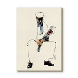 Portrait Line Art Wall Art – Seated Man Holding Bouquet Sketch