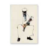 Portrait Line Art Wall Art – Seated Man Holding Bouquet Sketch
