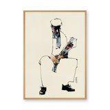 Portrait Line Art Wall Art – Seated Man Holding Bouquet Sketch