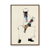 Portrait Line Art Wall Art – Seated Man Holding Bouquet Sketch