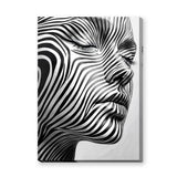 Portrait Modern Abstract Wall Art – Black White Striped Face Profile