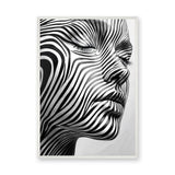 Portrait Modern Abstract Wall Art – Black White Striped Face Profile