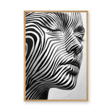 Portrait Modern Abstract Wall Art – Black White Striped Face Profile