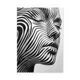 Portrait Modern Abstract Wall Art – Black White Striped Face Profile