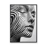 Portrait Modern Abstract Wall Art – Black White Striped Face Profile