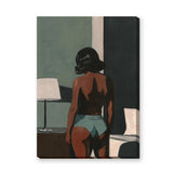 Portrait Modern Minimalist Wall Art – Moody Woman Bedroom Scene