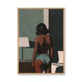 Portrait Modern Minimalist Wall Art – Moody Woman Bedroom Scene