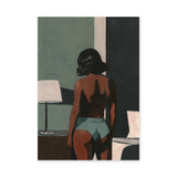 Portrait Modern Minimalist Wall Art – Moody Woman Bedroom Scene