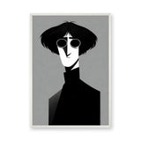 Portrait Modern Minimalist Wall Art – Round Glasses in Black and White