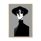 Portrait Modern Minimalist Wall Art – Round Glasses in Black and White
