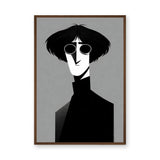 Portrait Modern Minimalist Wall Art – Round Glasses in Black and White