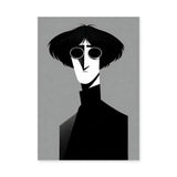 Portrait Modern Minimalist Wall Art – Round Glasses in Black and White